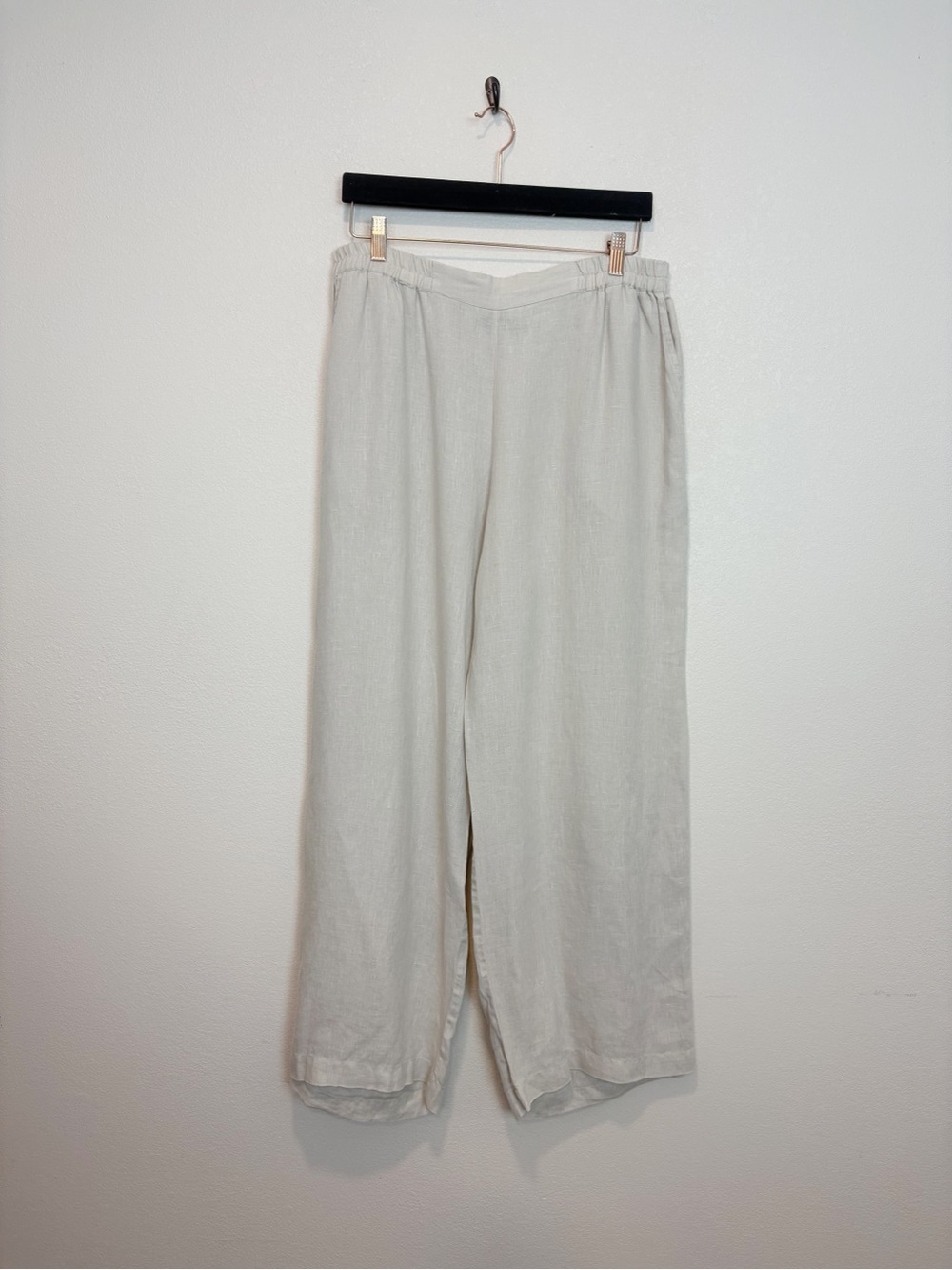 Gudrun Sjoden Light Beige Wide Leg Linen Pants Pull On High Rise Size Large